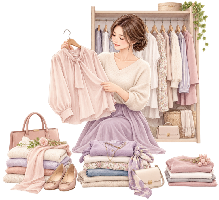 残す服と活かす服を見直す様子
